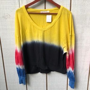We The Free Yellow Tie-Die long sleeve Top